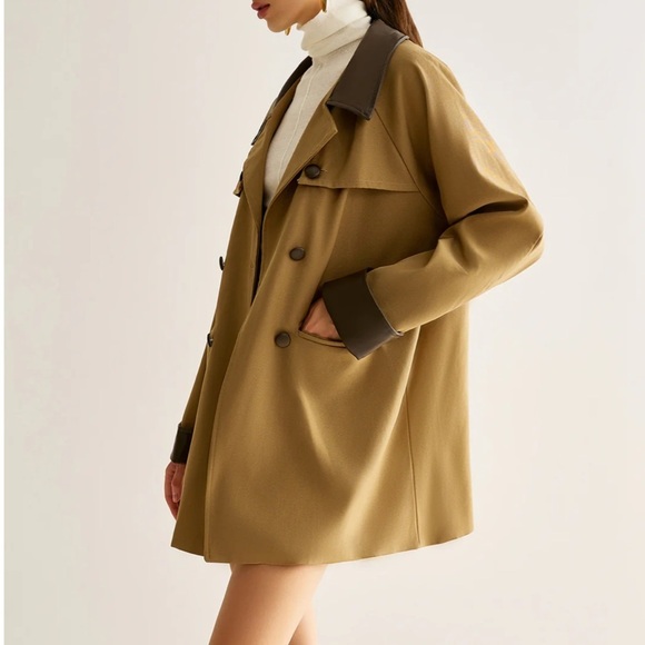 Commense Contrast Binding Button Coat - Picture 2 of 4